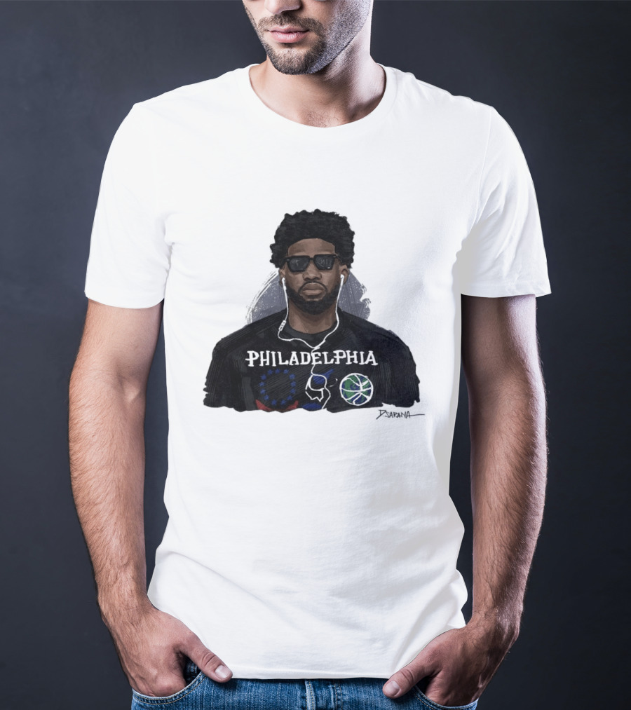 Philadelphia Basketball Sixers Joel Embiid Artwork By D. Sarana T-Shirt