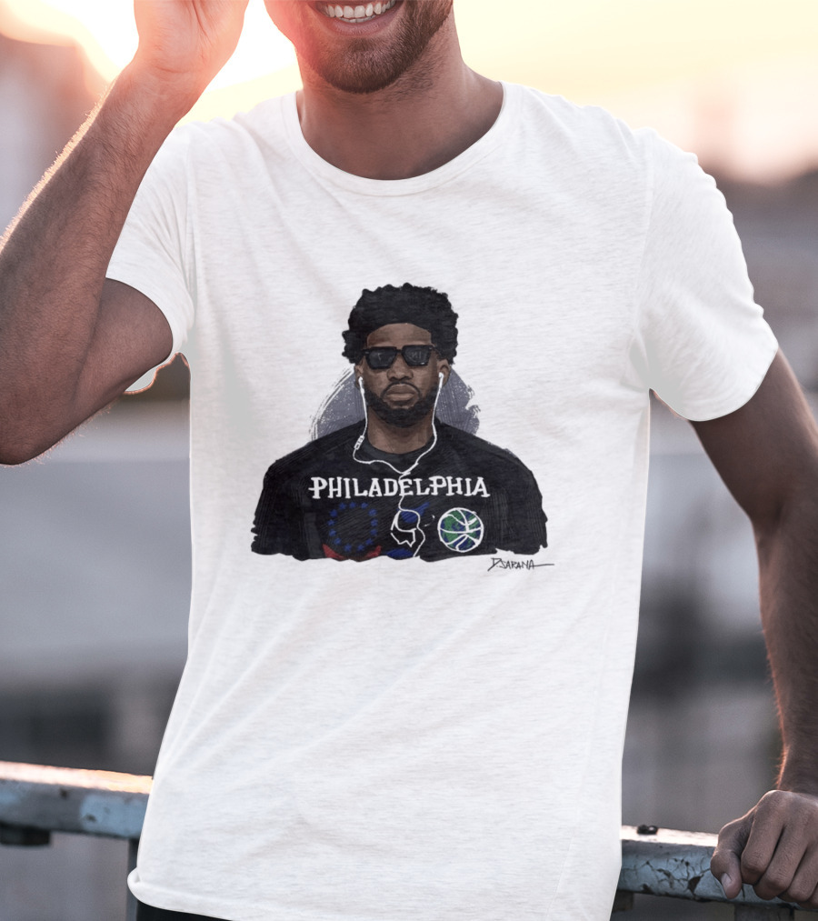 Philadelphia Basketball Sixers Joel Embiid Artwork By D. Sarana T-Shirt