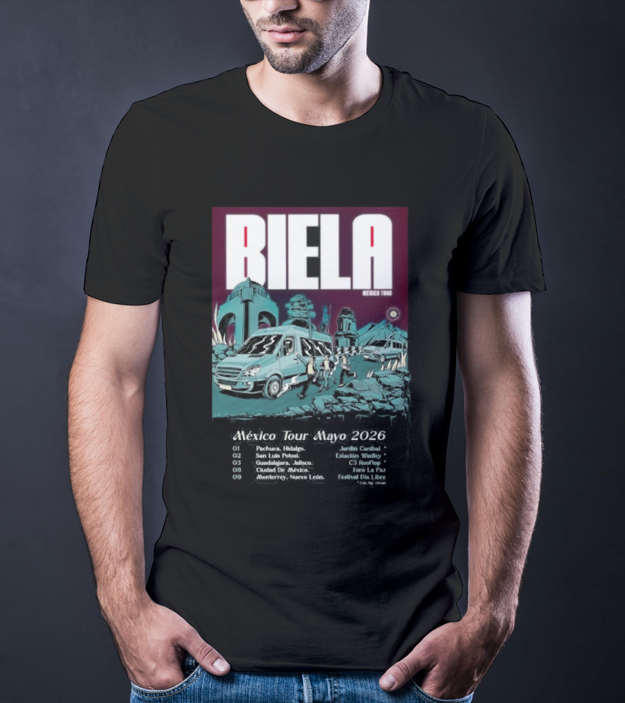 Biela Mexico Tour Mayo 2026 Monterrey Guadalajara Ciudad De Mexico T-Shirt