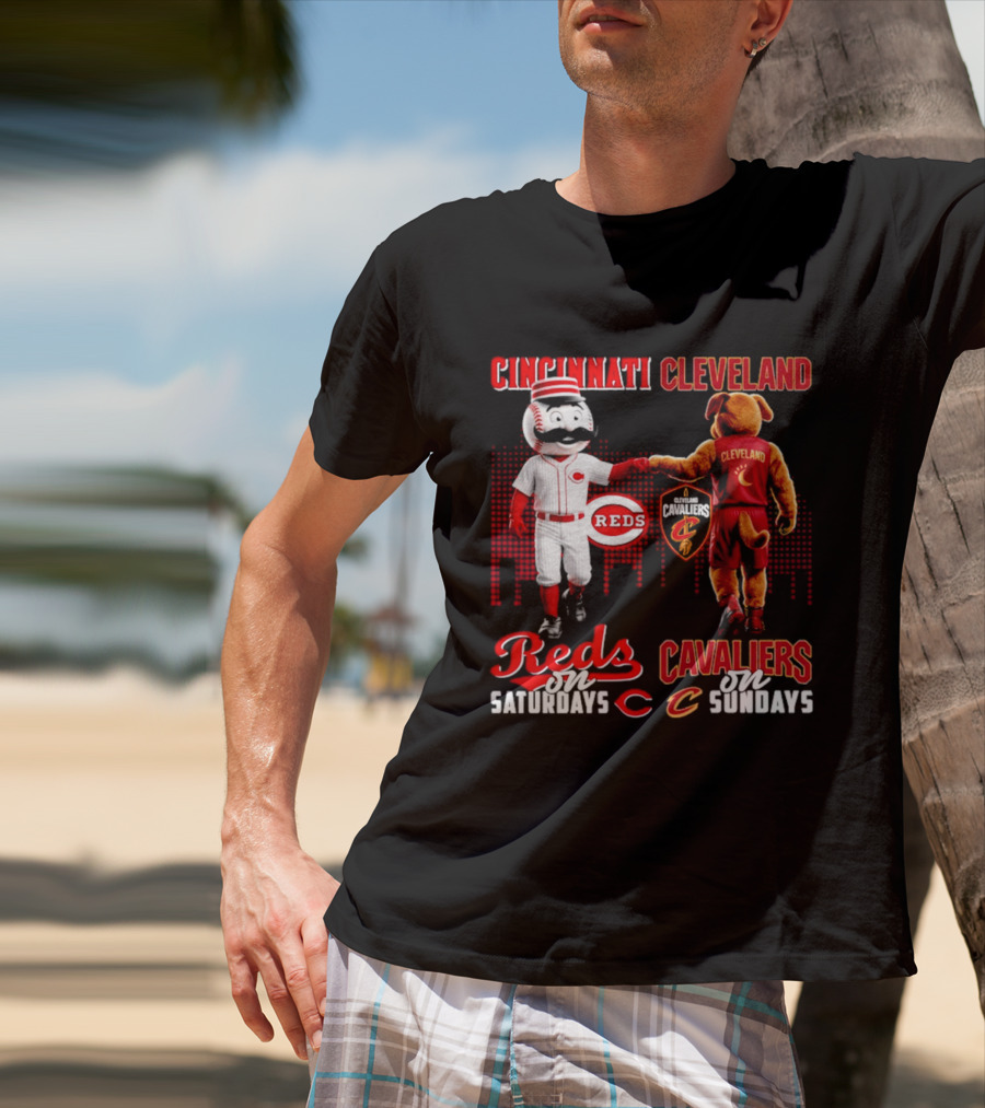 Cincinnati Reds Saturdays Vs Cleveland Cavaliers Sundays Skyline T-Shirt