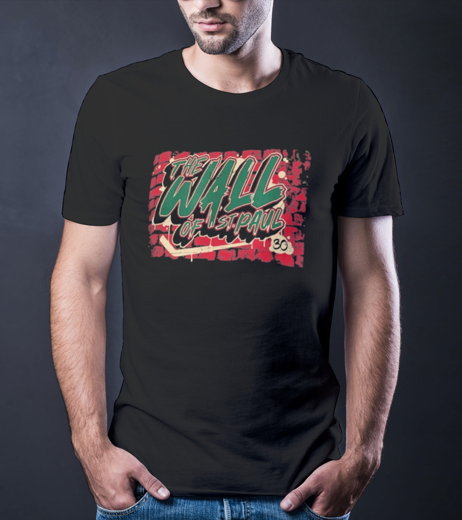 The Wall Of St. Paul Hockey Brick Design Bold Text 30 T-Shirt