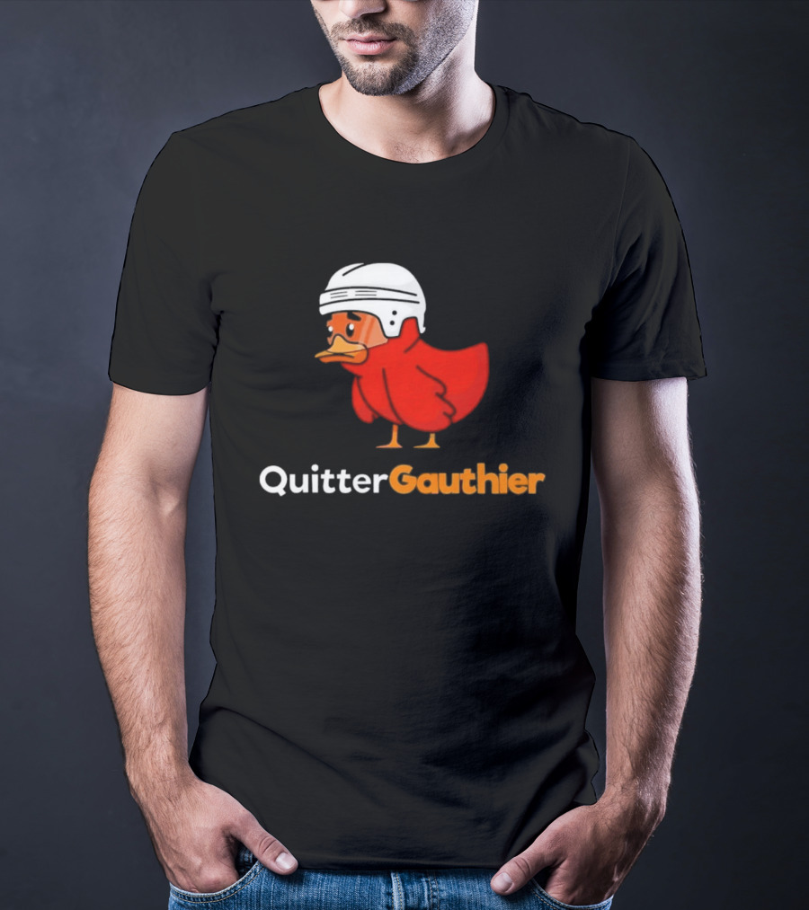 Philadelphia Flyers Quitter Gauthier 2026 NHL Hockey Controversial Helmeted Duck T-Shirt