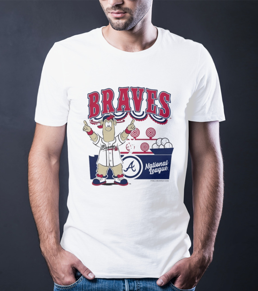 Atlanta Braves Mitchell & Ness Cream Step Back Up Cartoon Character National League T-Shirt