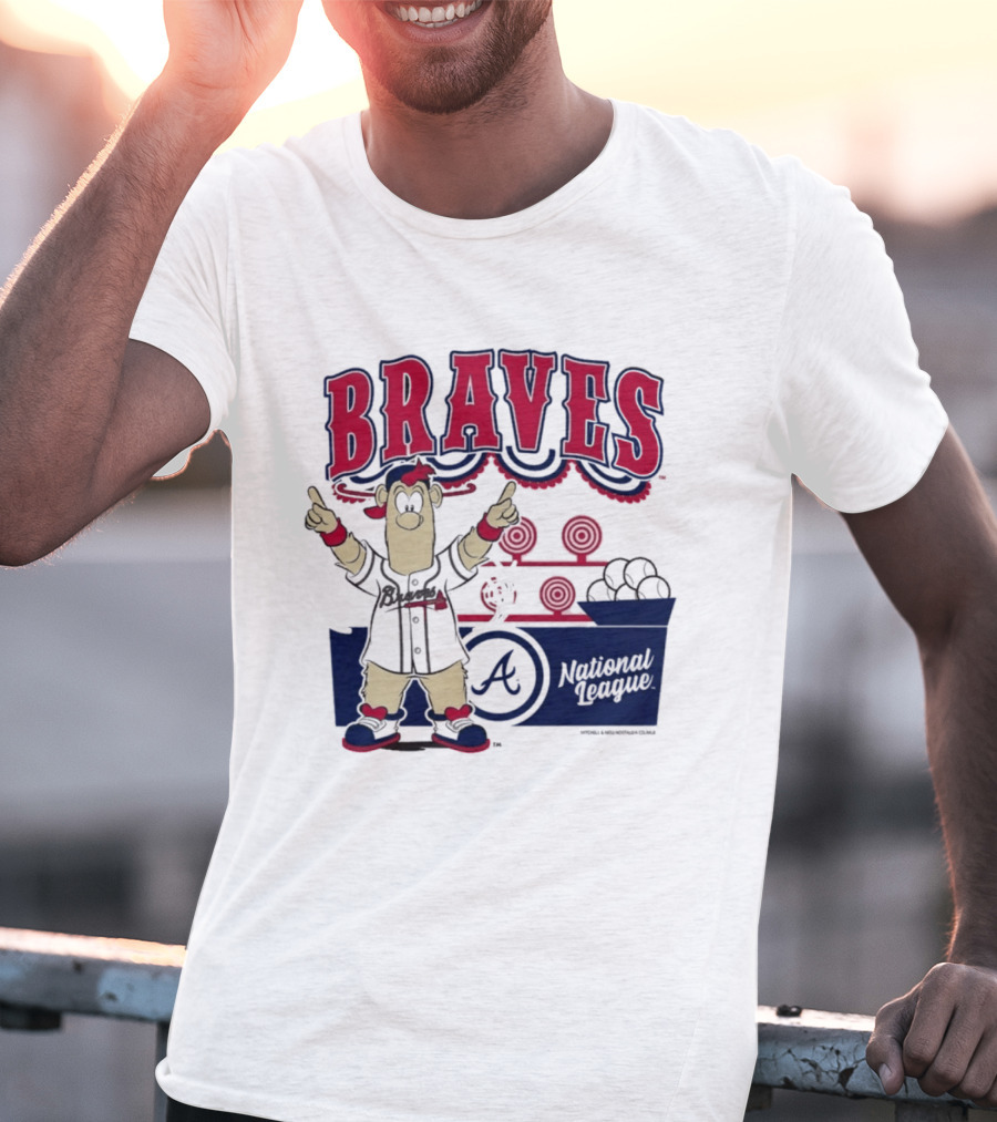 Atlanta Braves Mitchell & Ness Cream Step Back Up Cartoon Character National League T-Shirt