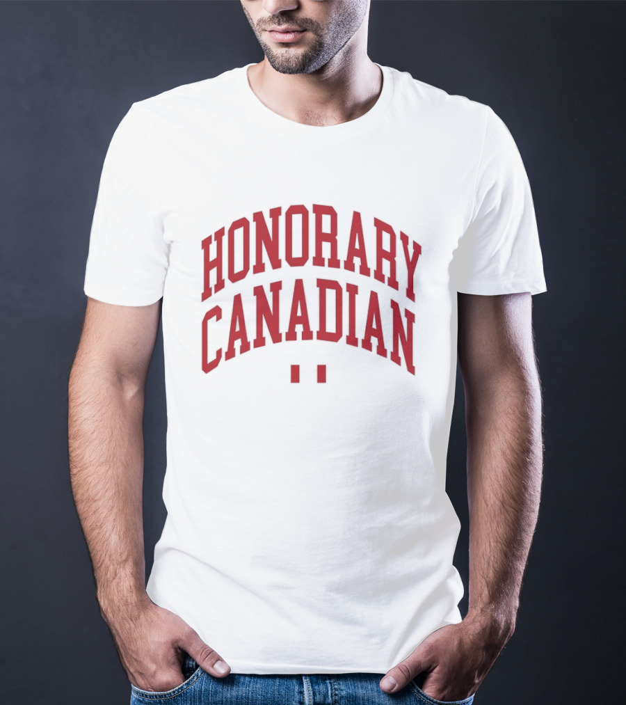 Honorary Canadian Text In Red Bold Font T-Shirt
