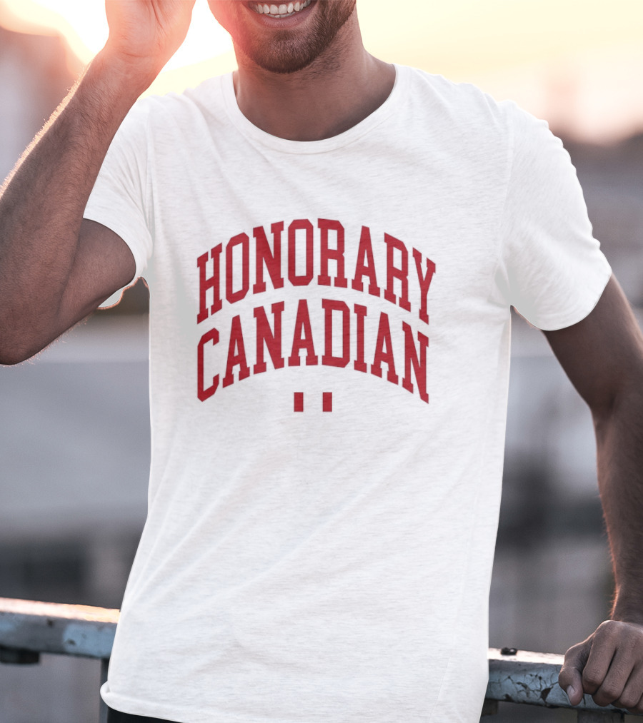 Honorary Canadian Text In Red Bold Font T-Shirt
