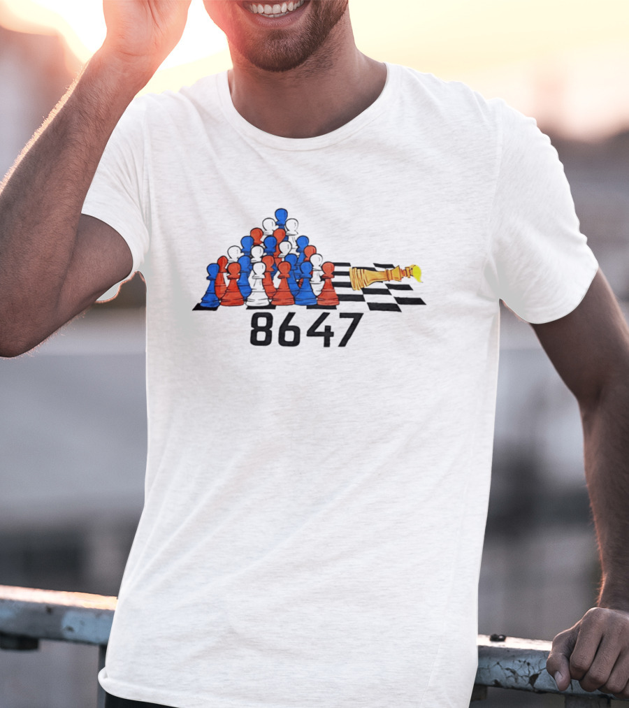 Chess 86 47 With Red And Blue Pawns On Checkered Board T-Shirt