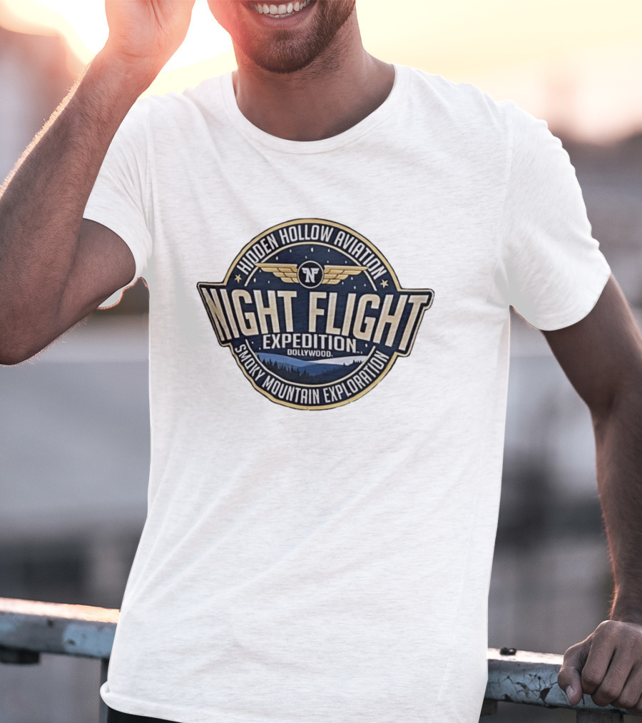 Hidden Hollow Aviation Night Flight Expedition Dollywood Smoky Mountain Exploration T-Shirt