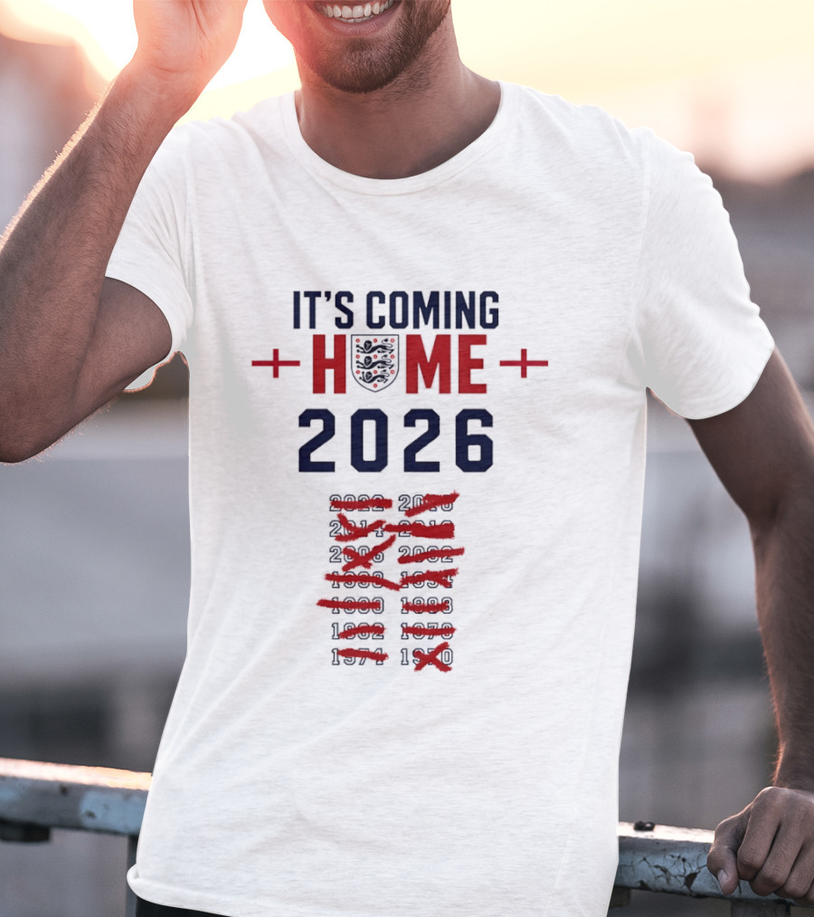 England Football It's Coming Home 2026 Soccer Fan Countdown T-Shirt