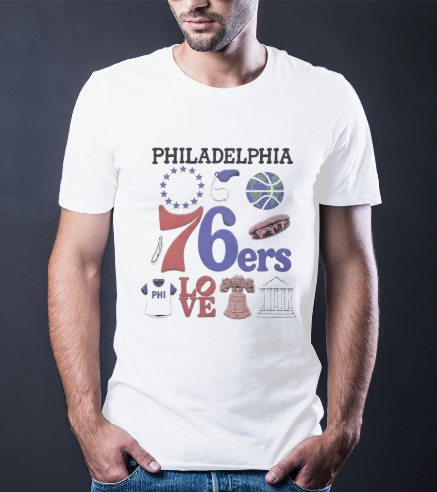 Philadelphia 76ers 76 Liberty Bell Love Basketball T-Shirt