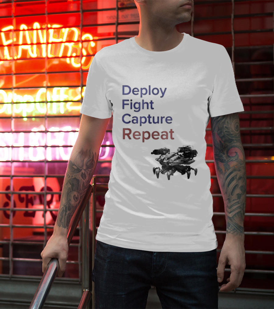 War Robots Deploy Fight Capture Repeat Strategy Gameplay T-Shirt