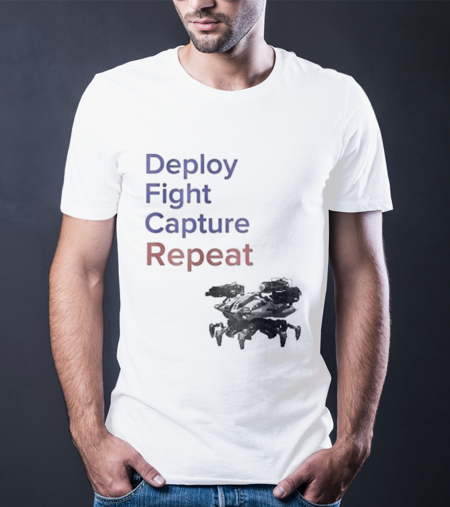 War Robots Deploy Fight Capture Repeat Strategy Gameplay T-Shirt