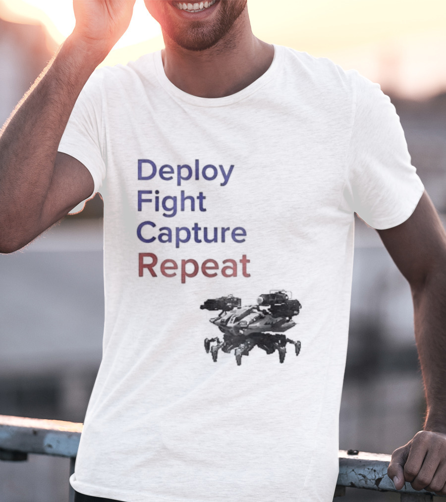 War Robots Deploy Fight Capture Repeat Strategy Gameplay T-Shirt
