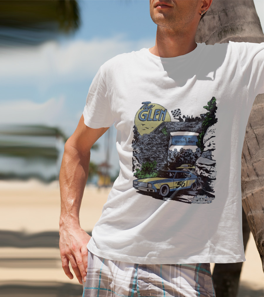 The Glen Watkins Glen International Checkered Flag Racecar 56 Archway Scenic T-Shirt