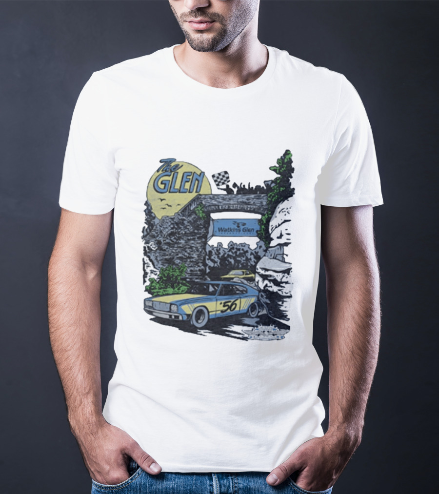 The Glen Watkins Glen International Checkered Flag Racecar 56 Archway Scenic T-Shirt