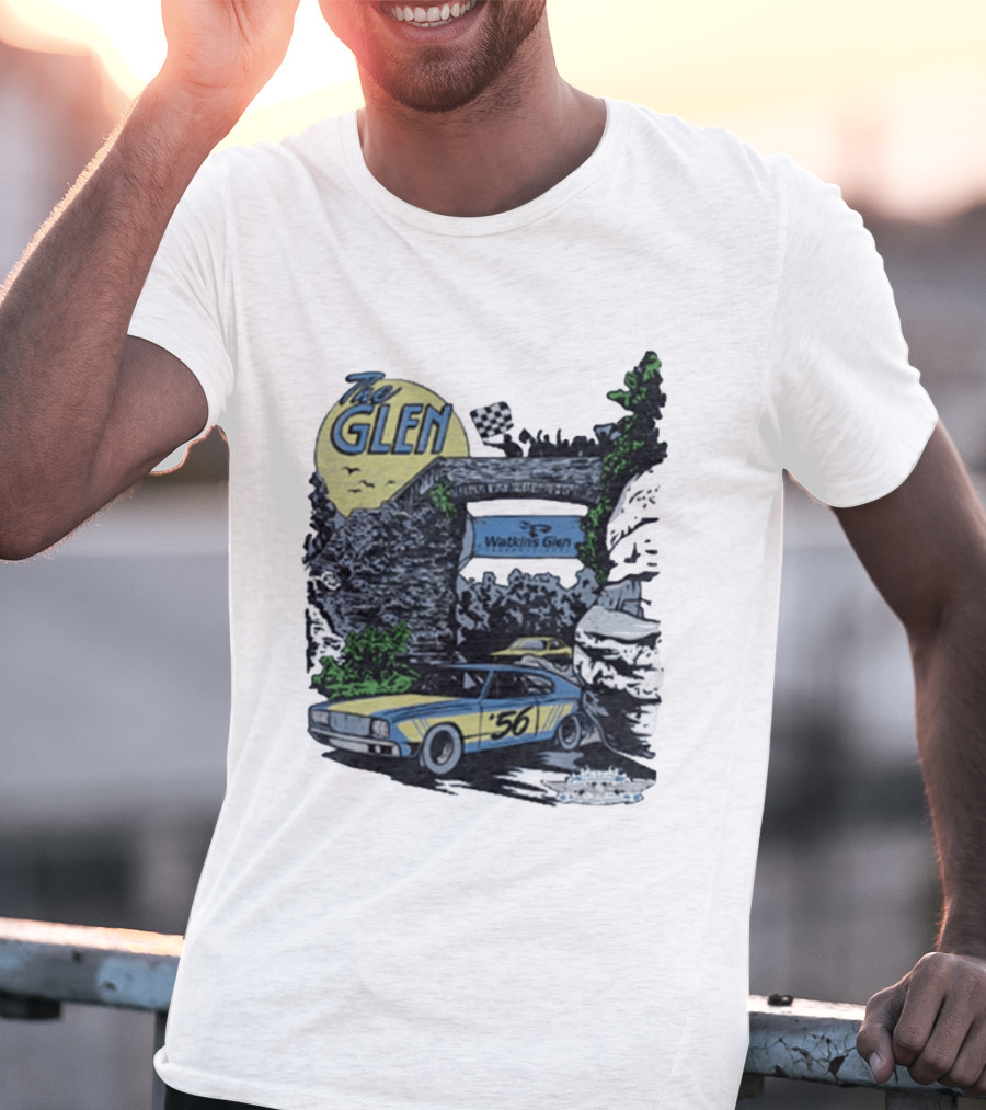The Glen Watkins Glen International Checkered Flag Racecar 56 Archway Scenic T-Shirt