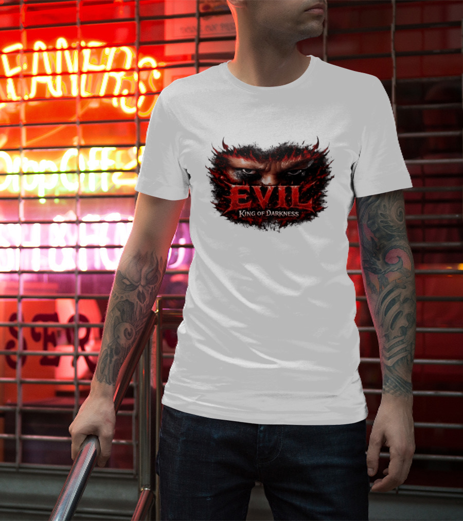 EVIL King Of Darkness Fiery Eyes In Flames T-Shirt