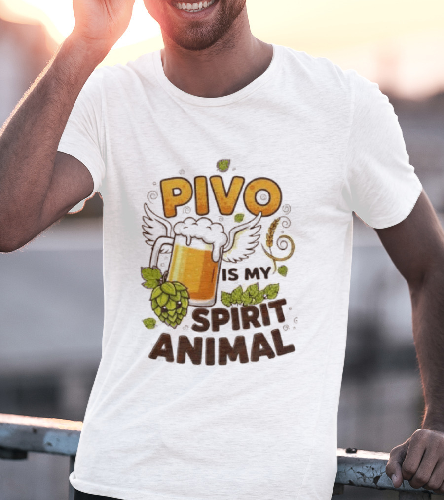 Pivo Is My Spirit Animal Beer Lover Hops Wheat Wings T-Shirt
