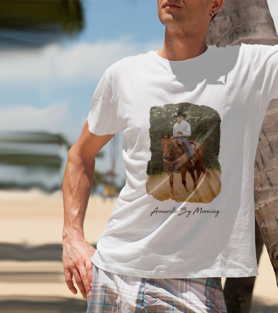 George Strait Riding Horse In Rustic Landscape One Night Only T-Shirt