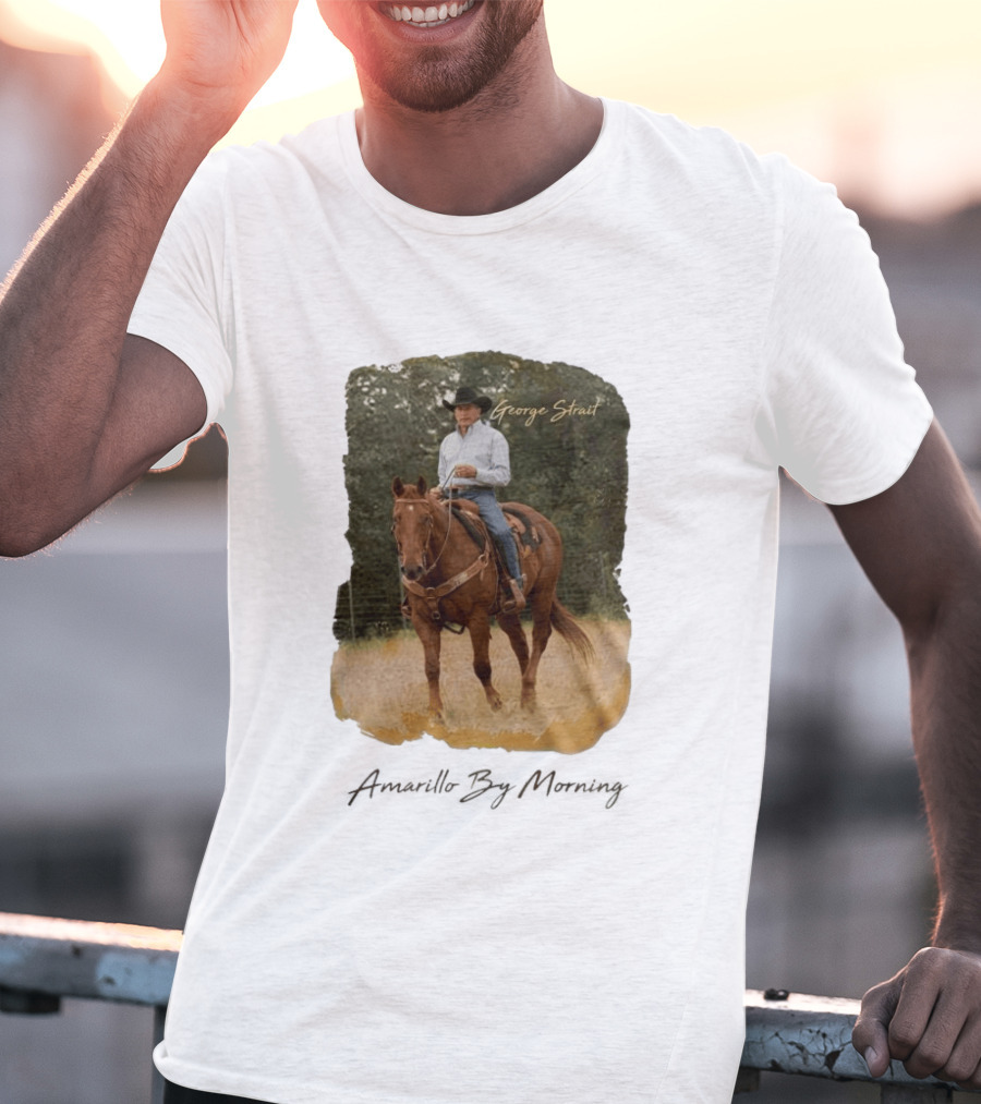 George Strait Riding Horse In Rustic Landscape One Night Only T-Shirt
