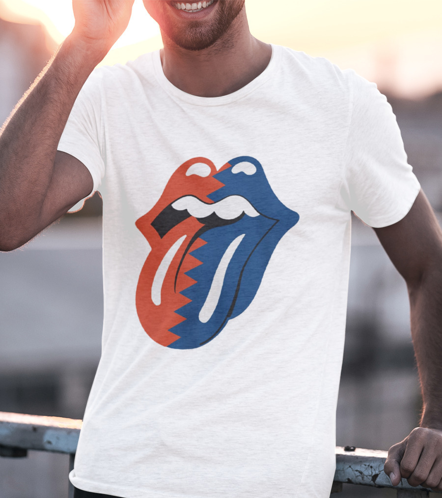 Rolling Stones Big Mouth Tongue Rare Red Blue Contrast T-Shirt