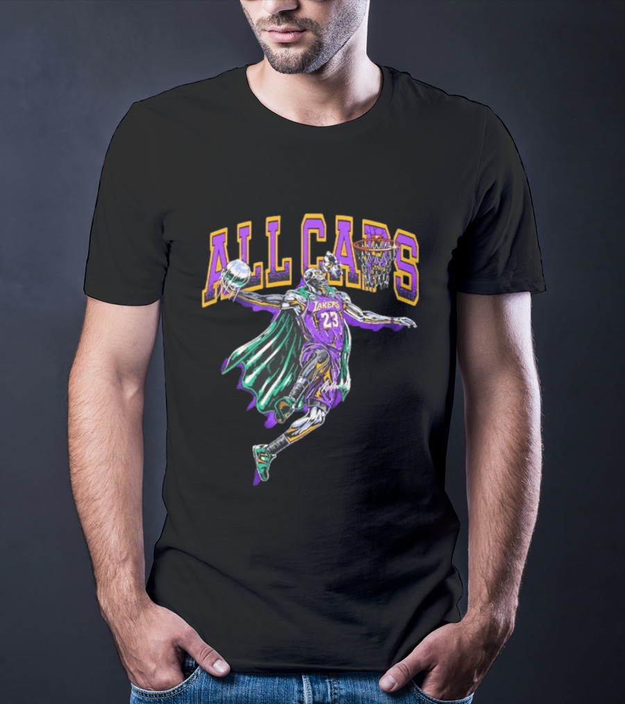 All Caps Los Angeles Lakers Lebron James Basketball 23 T-Shirt
