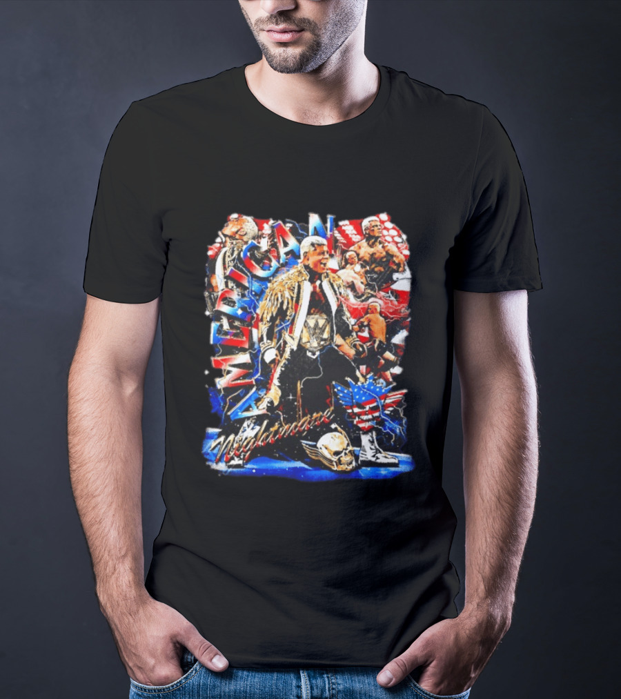 American Nightmare Cody Rhodes Wrestling Star Red White Blue Skull Jacket T-Shirt