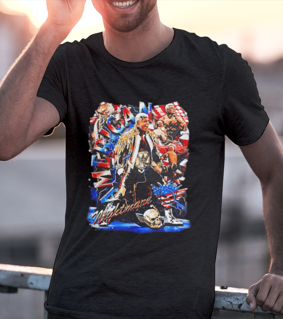American Nightmare Cody Rhodes Wrestling Star Red White Blue Skull Jacket T-Shirt