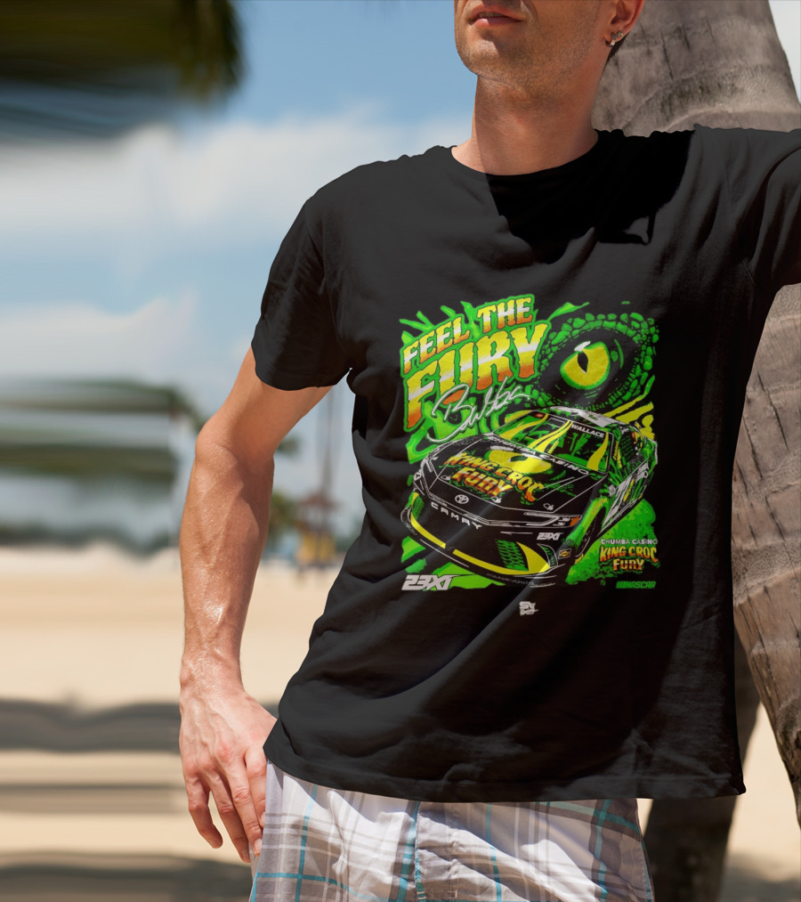 Bubba Wallace Feel The Fury King Croc Chumba Casino Toyota Camry NASCAR 23XI Racing T-Shirt