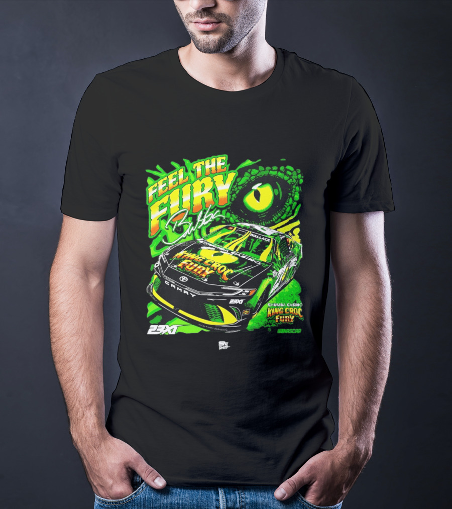 Bubba Wallace Feel The Fury King Croc Chumba Casino Toyota Camry NASCAR 23XI Racing T-Shirt