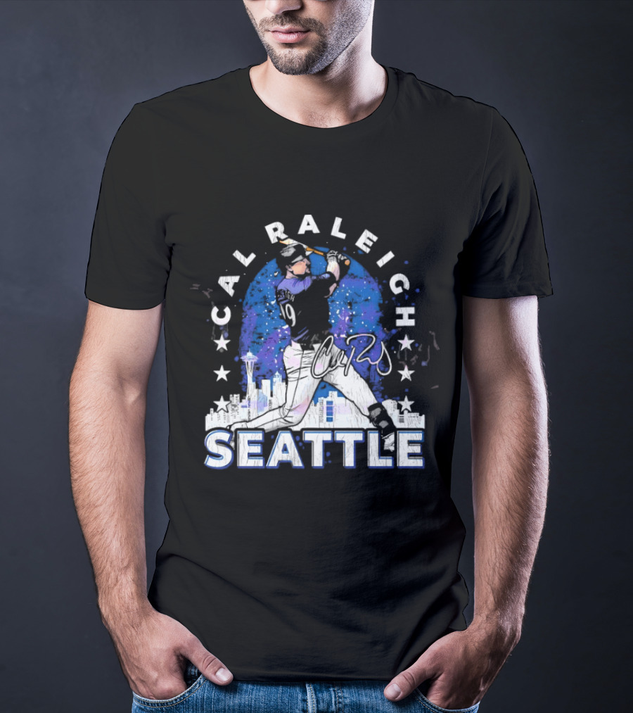 Cal Raleigh Seattle Baseball Skyline Stars T-Shirt