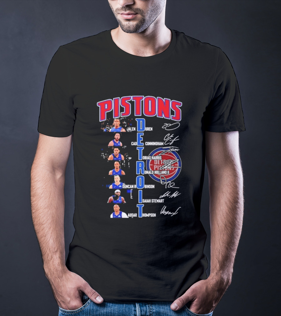 Detroit Pistons Jalen Duren Cade Cunningham Bojan Bogdanovic Isaiah Stewart Jaden Ivey Ausar Thompson Signatures T-Shirt