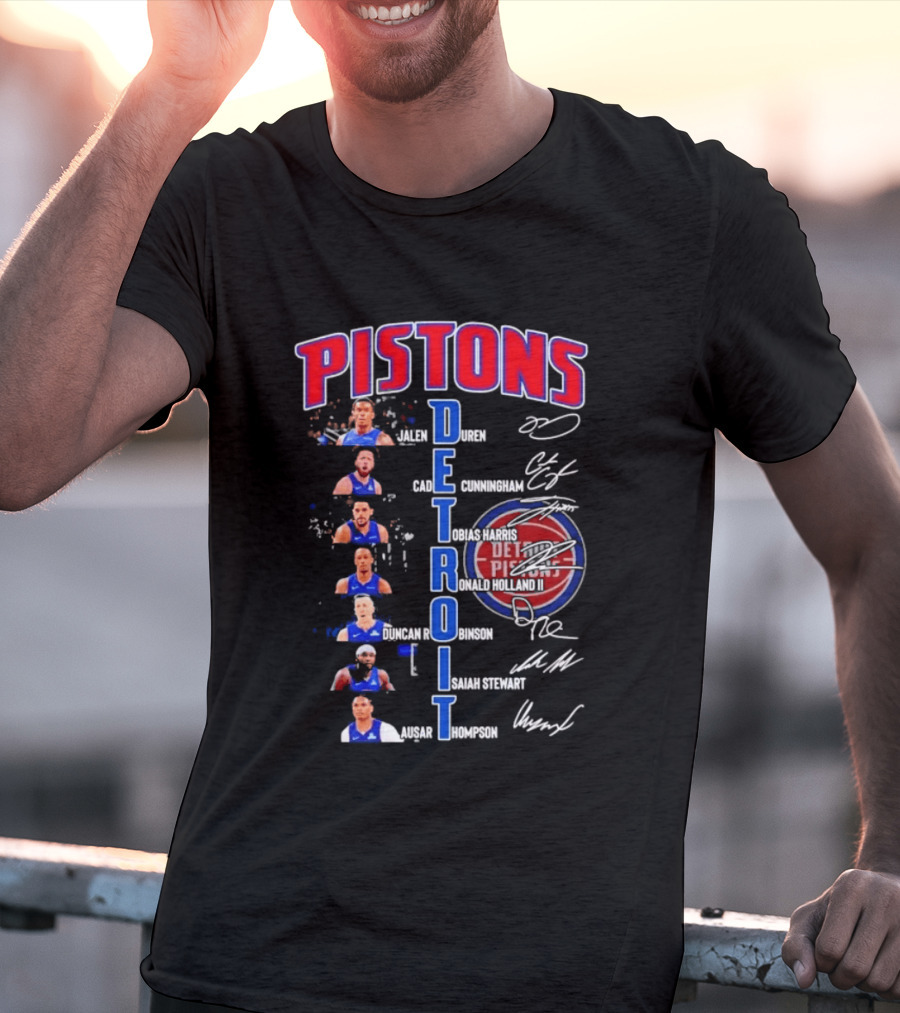 Detroit Pistons Jalen Duren Cade Cunningham Bojan Bogdanovic Isaiah Stewart Jaden Ivey Ausar Thompson Signatures T-Shirt
