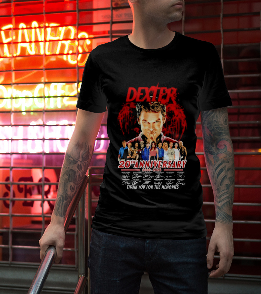 Dexter 20th Anniversary 2006 2026 Thank You For The Memories Cast Signatures T-Shirt