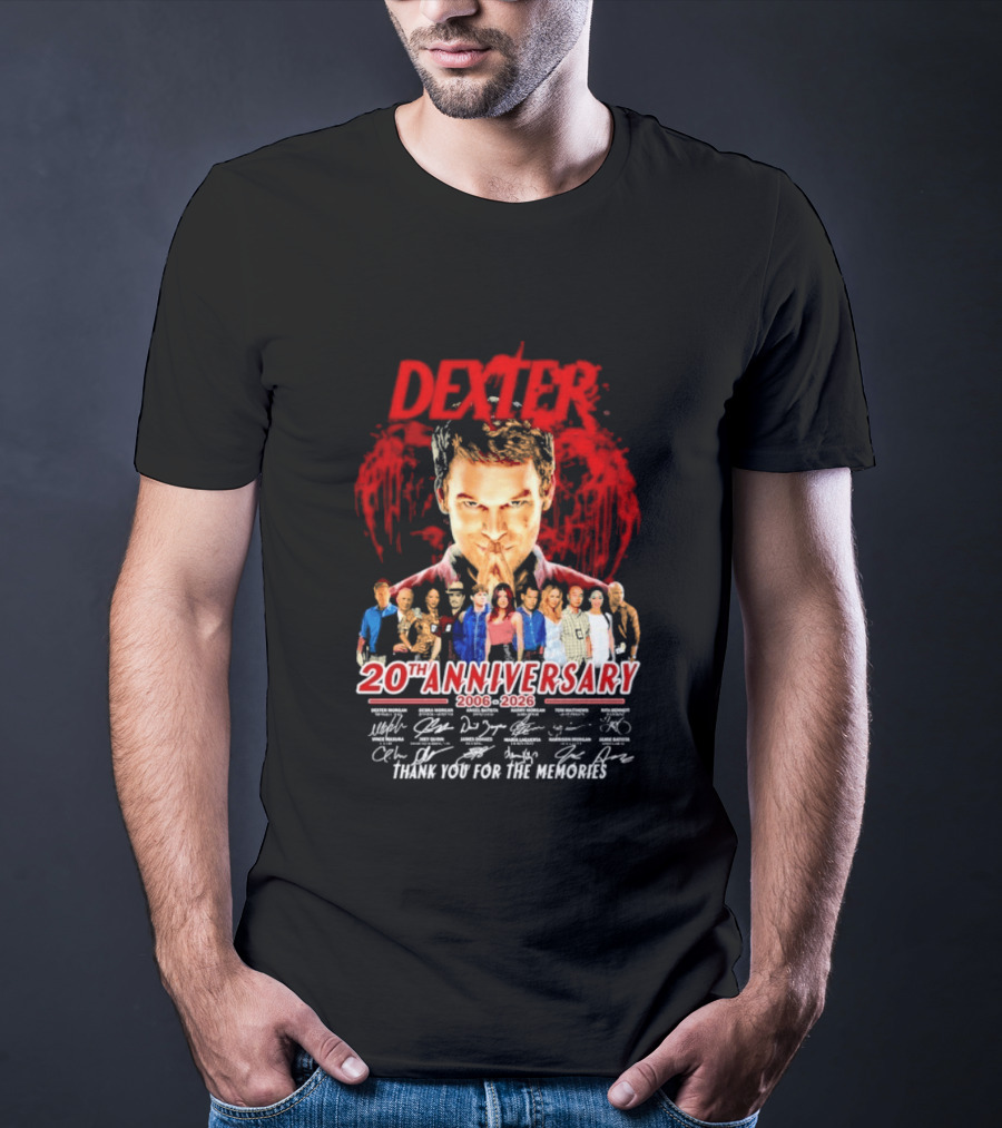 Dexter 20th Anniversary 2006 2026 Thank You For The Memories Cast Signatures T-Shirt