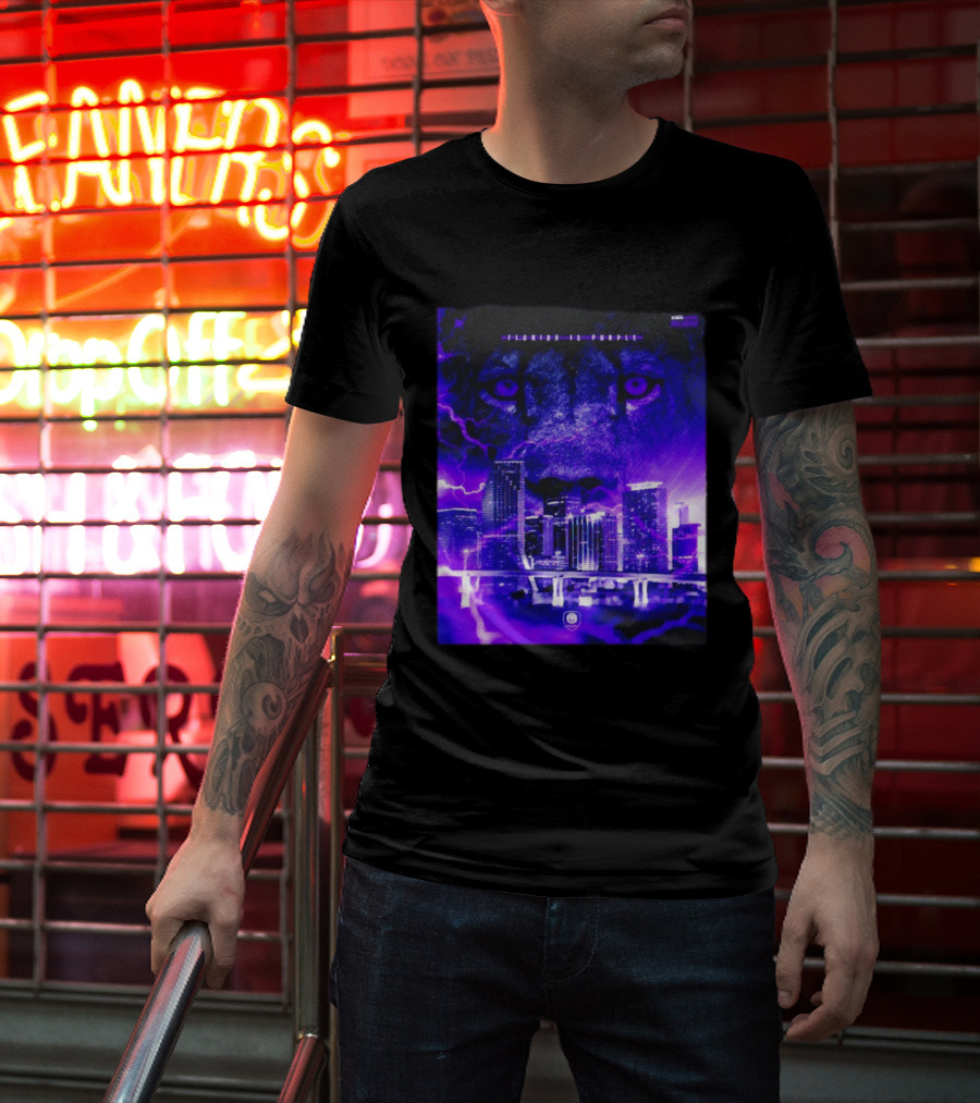 Florida Is Purple Orlando City SC Lion City Skyline Lightning T-Shirt