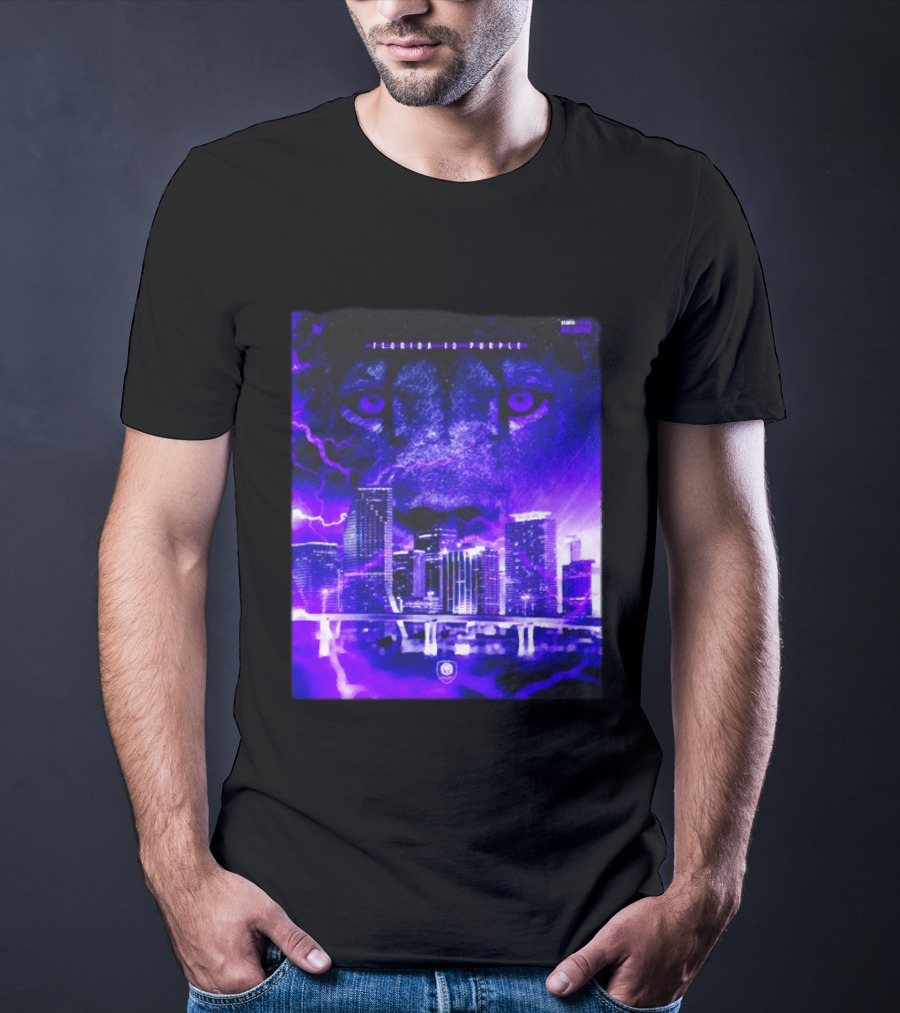 Florida Is Purple Orlando City SC Lion City Skyline Lightning T-Shirt