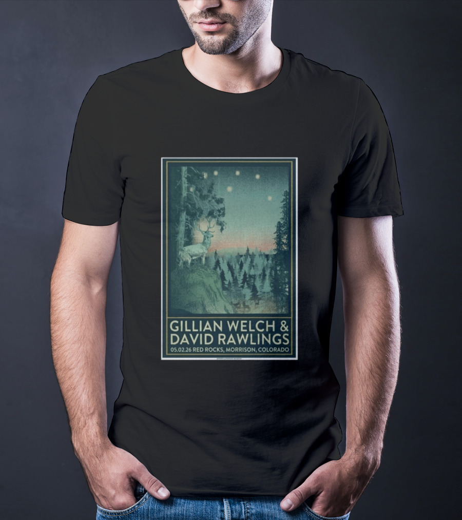 Gillian Welch & David Rawlings Red Rocks Morrison Colorado May 02 2026 T-Shirt