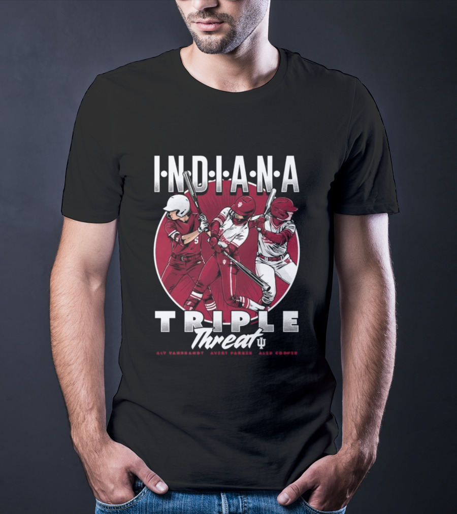 Indiana Hoosiers Softball Triple Threat Aly Van Brandt Avery Parker Alex Cooper T-Shirt