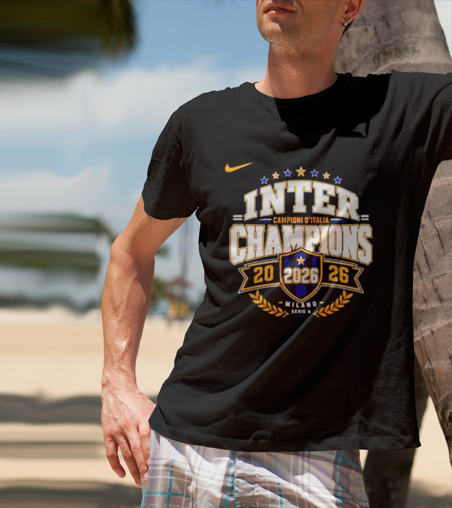 Inter Champions Campioni D'Italia 2026 Nike Serie A Milano T-Shirt