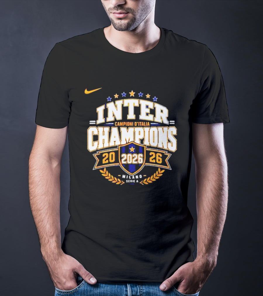 Inter Champions Campioni D'Italia 2026 Nike Serie A Milano T-Shirt