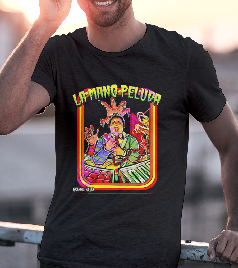 La Mano Peluda Terror Radial Hombre Teléfono Cadenas Kawaii Killer T-Shirt