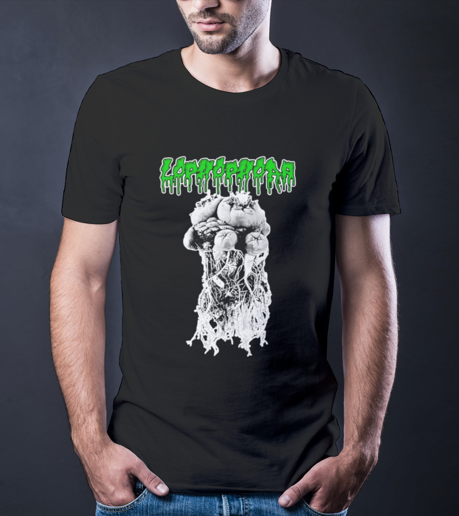 Lophophora Cactus Dripping Text With Detailed Root T-Shirt
