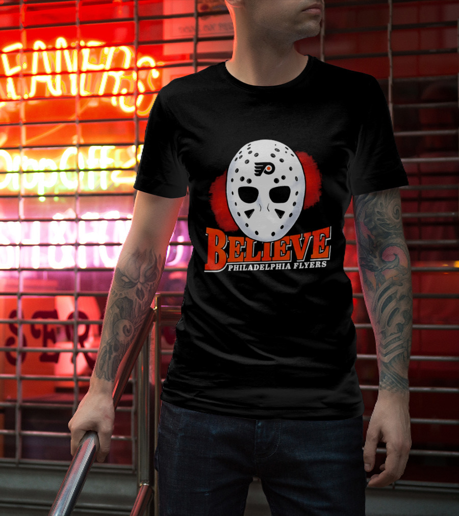 Philadelphia Flyers Believe 2026 Hockey Mask T-Shirt