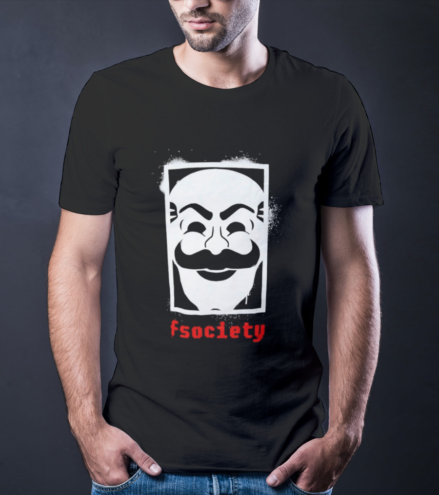 Mr Robot Fsociety Mask White Face Red T-Shirt