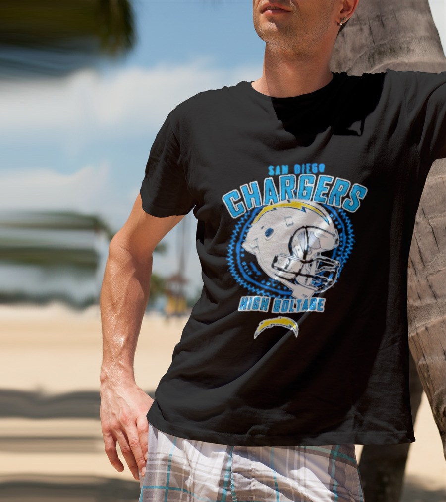 San Diego Chargers High Boltage Helmet Football NFL Team Gear T-Shirt
