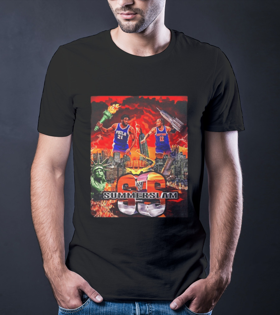 Summerslam Joel Embiid Vs Jalen Brunson NYC Showdown T-Shirt