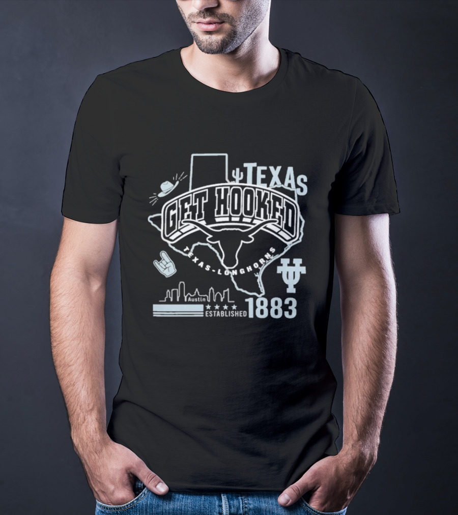Texas Longhorns Get Hooked 1883 Austin Skyline Established T-Shirt