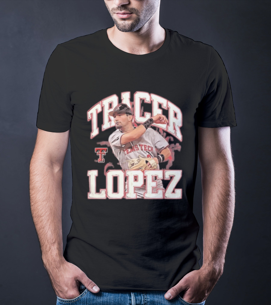 Texas Tech Tracer Lopez Baseball NCAA Collage T-Shirt