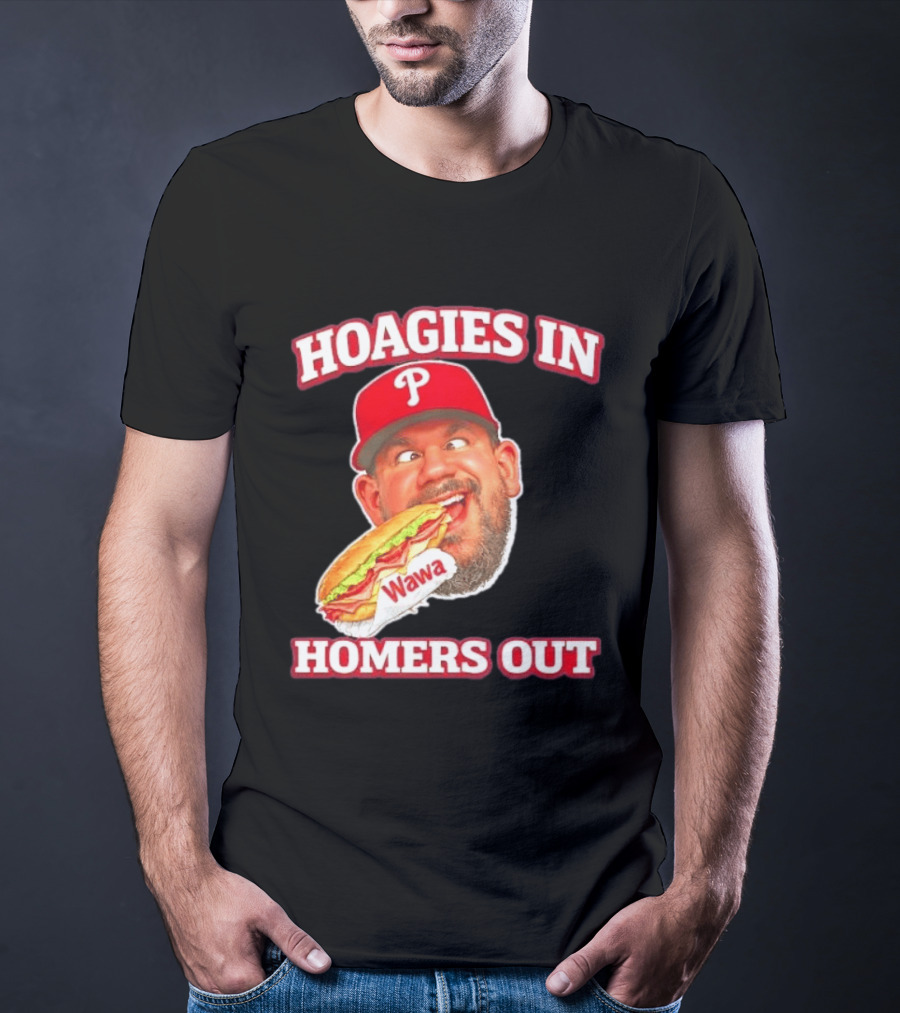 Hoagies In Homers Out Wawa Philadelphia Baseball Player Eating Sandwich T-Shirt